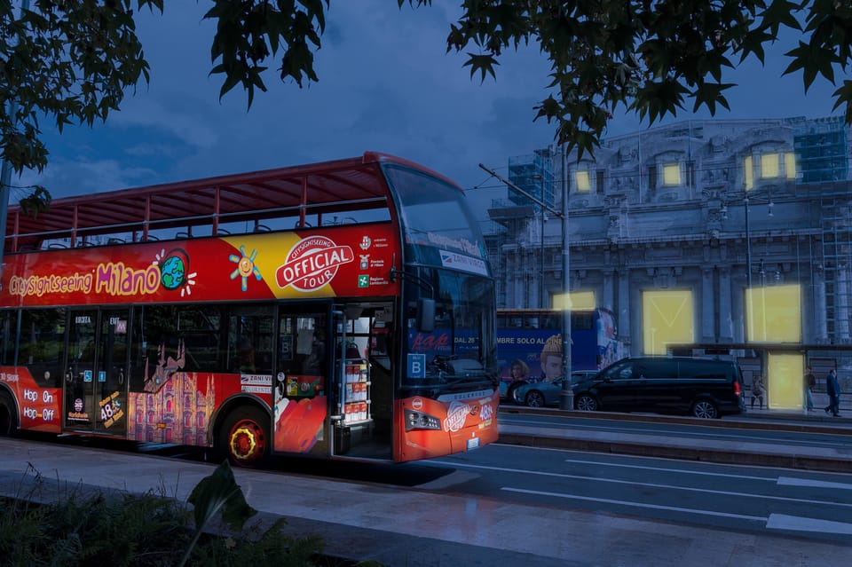 Milan: Night Tour by Bus - Sforza Castle at night: impressive exterior viewing from the road