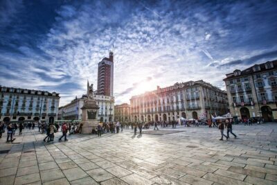 Turin Full-Day guided tour. Departure from Milan - Piazza San Carlo: Coffee-Culture Elegance in 45 Minutes